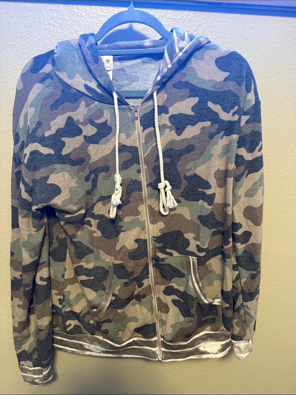 7th Ray Green and Tan Camo Zip Hoodie